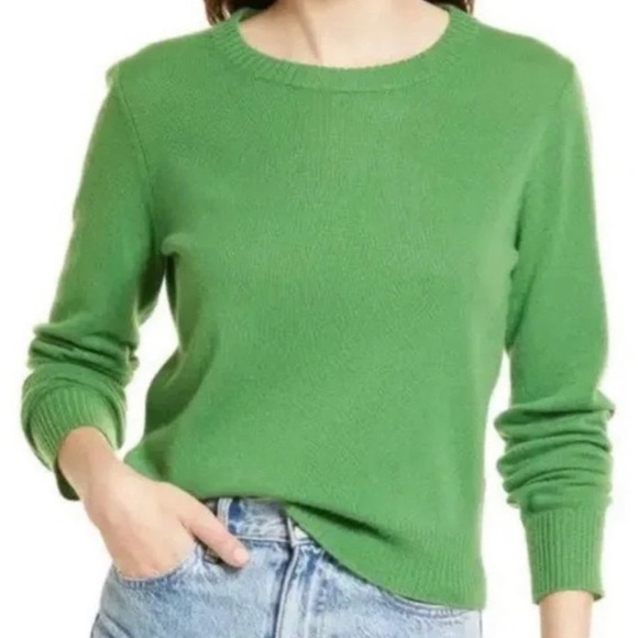 Reformation Cashmere Crew Kelly Green Sweater - Picture 1 of 5